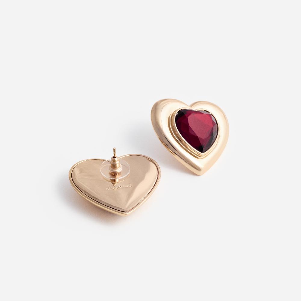 Self Portrait Gold Red Heart Earrings JEWELLERY