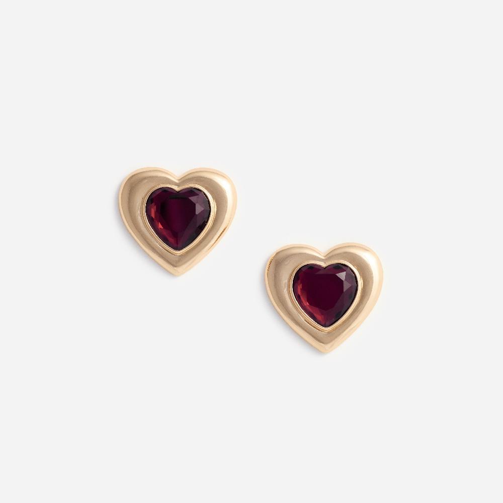 self portrait Gold Red Heart Earrings JEWELLERY