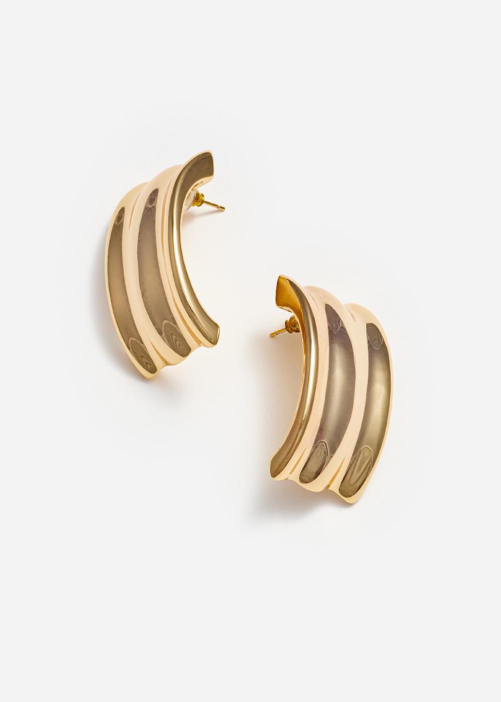 Self Portrait Gold Ridged Earrings JEWELLERY