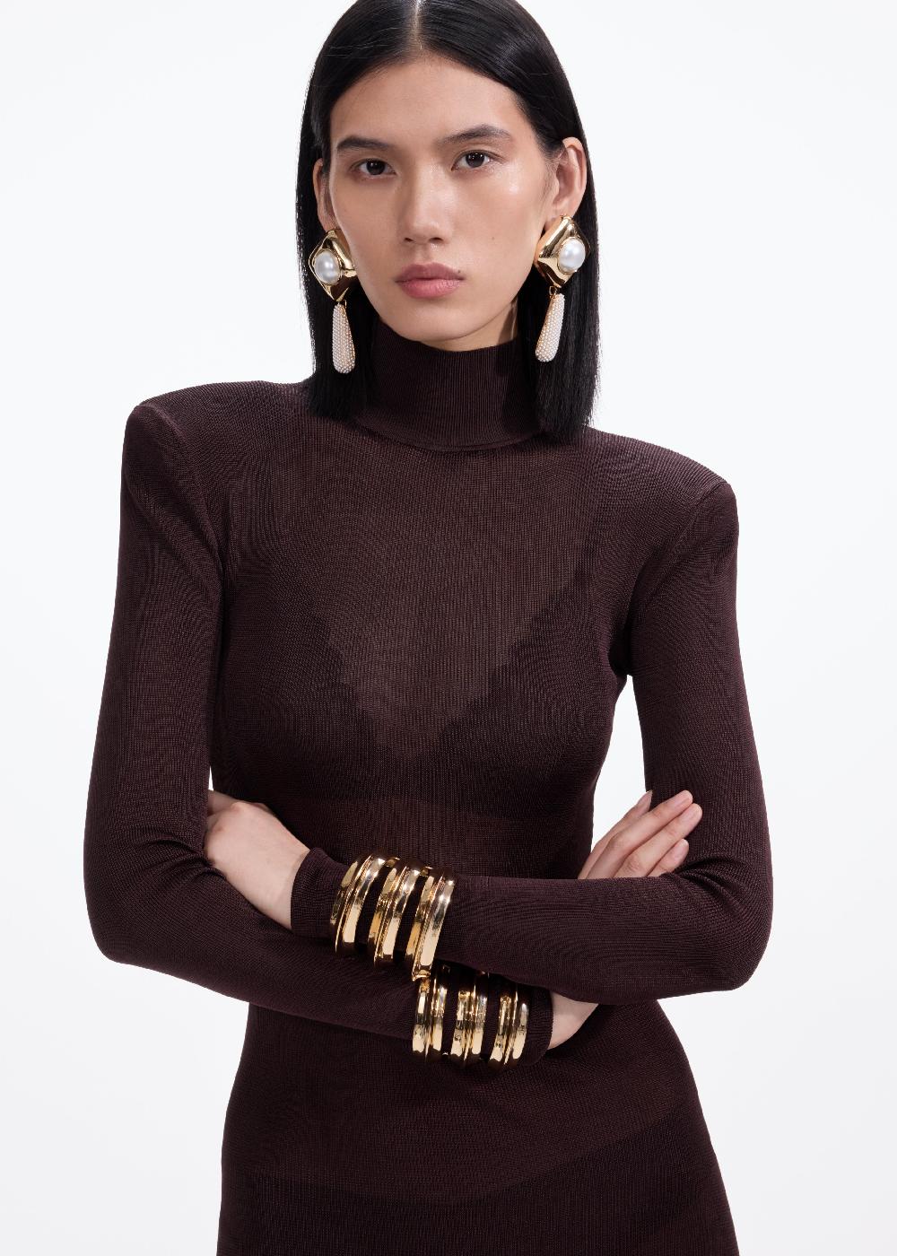 Self Portrait Gold Sculpted Double Cuff JEWELLERY