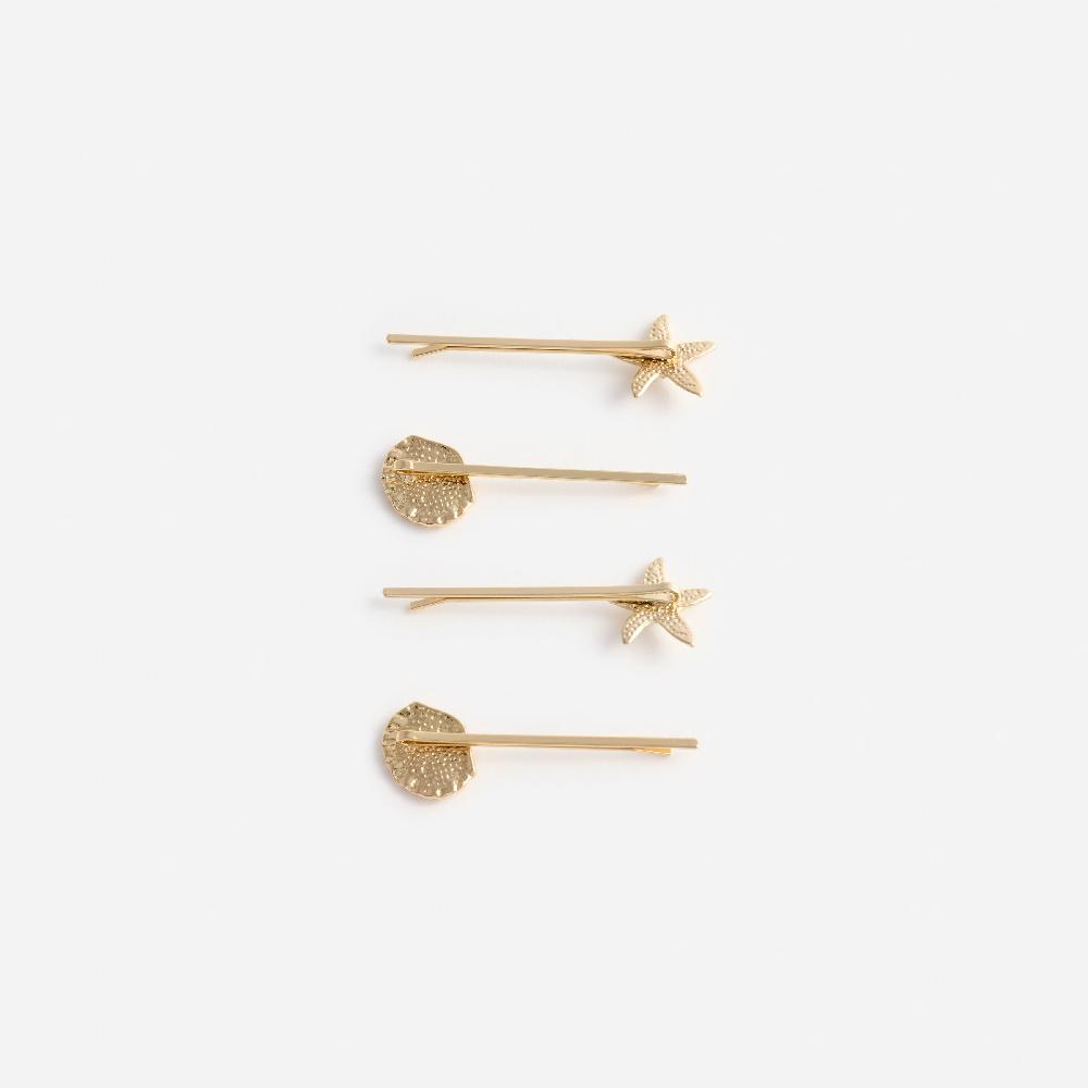 Self Portrait Gold Shell Hair Slides KIDS