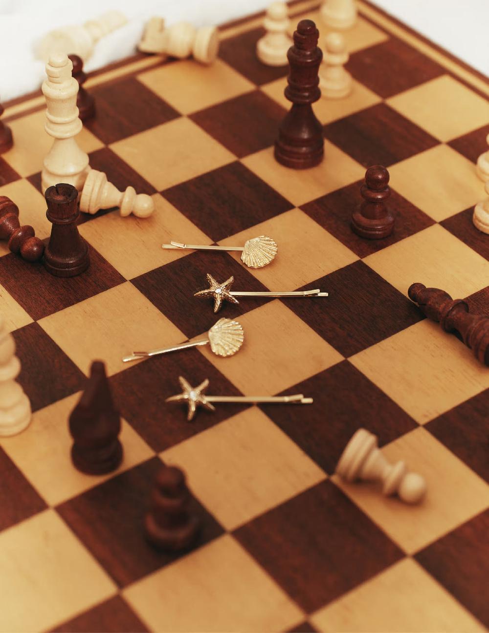 Self Portrait Gold Shell Hair Slides KIDS