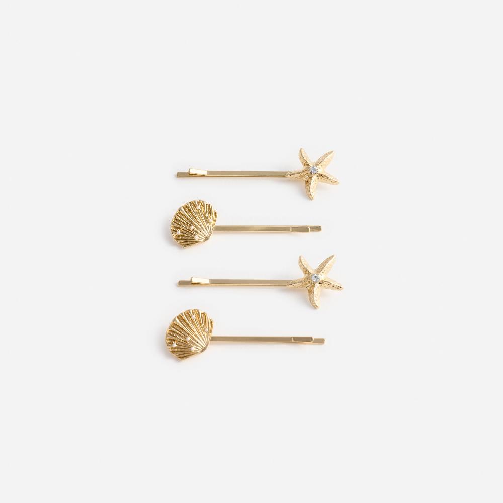 self portrait Gold Shell Hair Slides KIDS