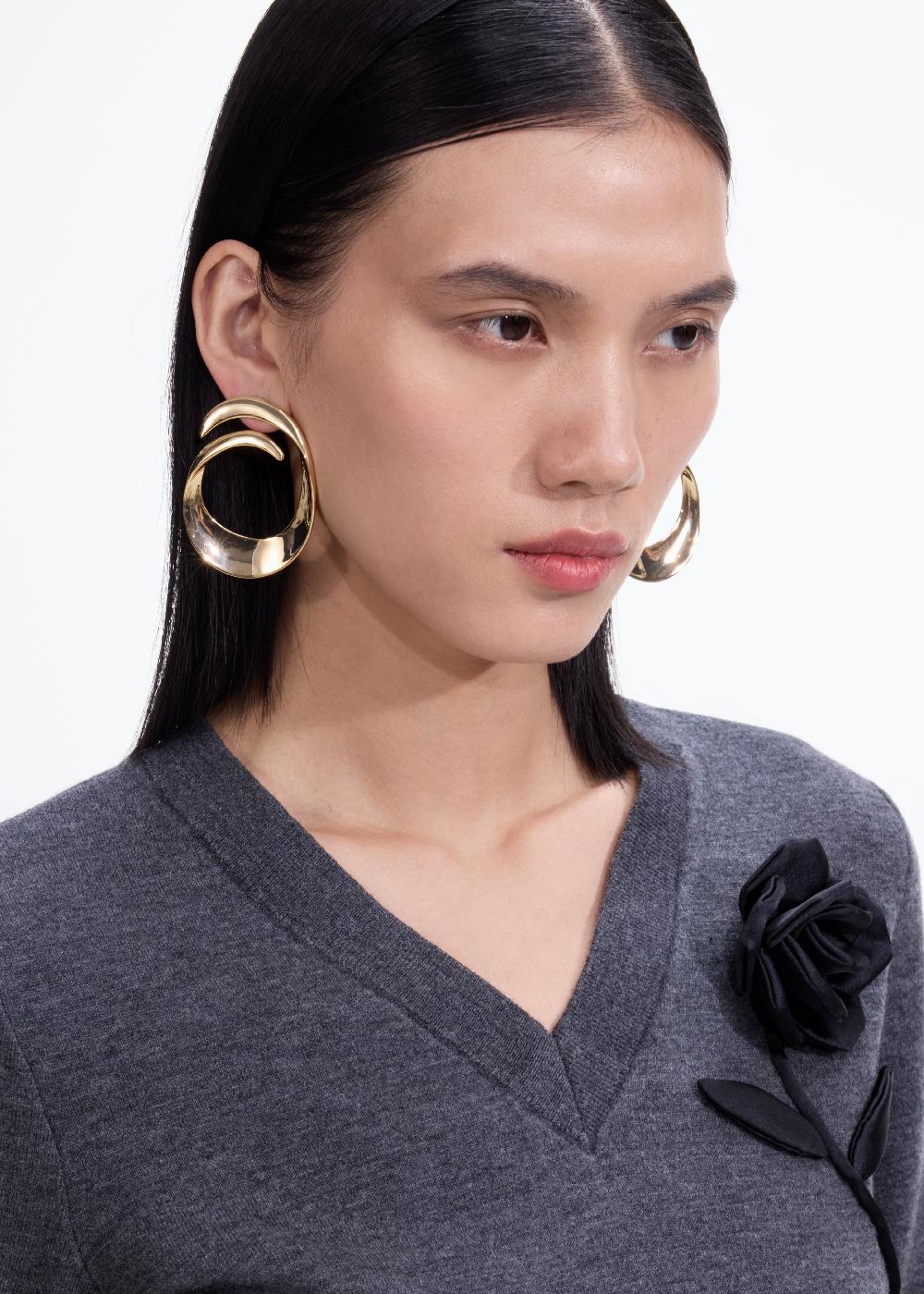 Self Portrait Gold Swirl Earrings JEWELLERY