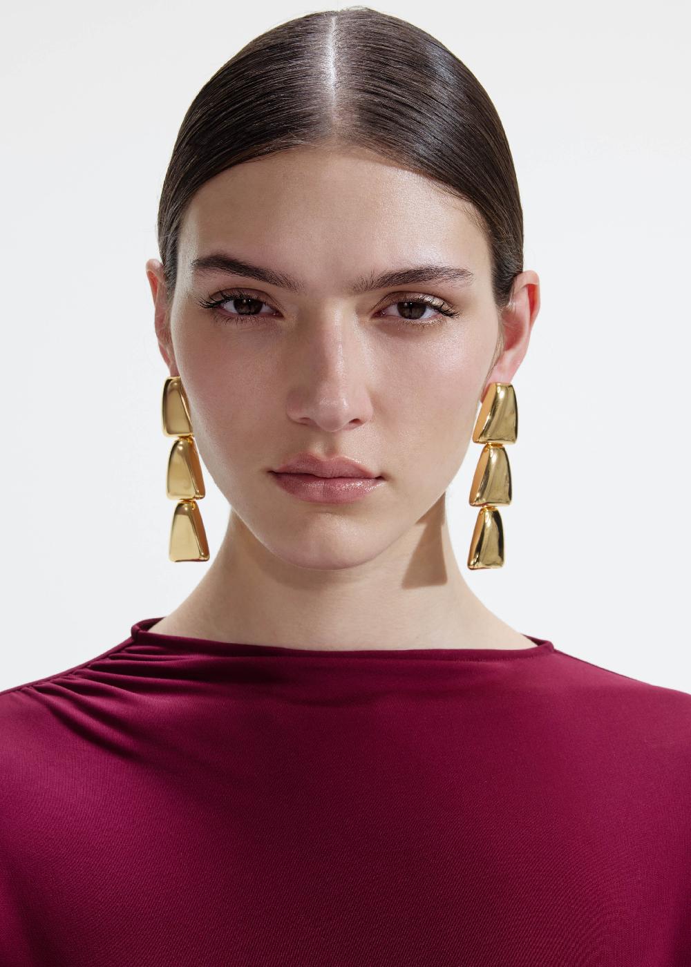 Self Portrait Gold Tiered Bell Earrings JEWELLERY