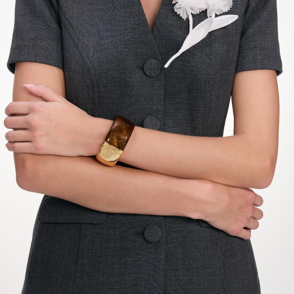 Self Portrait Gold Tiger Eye Bangle JEWELLERY