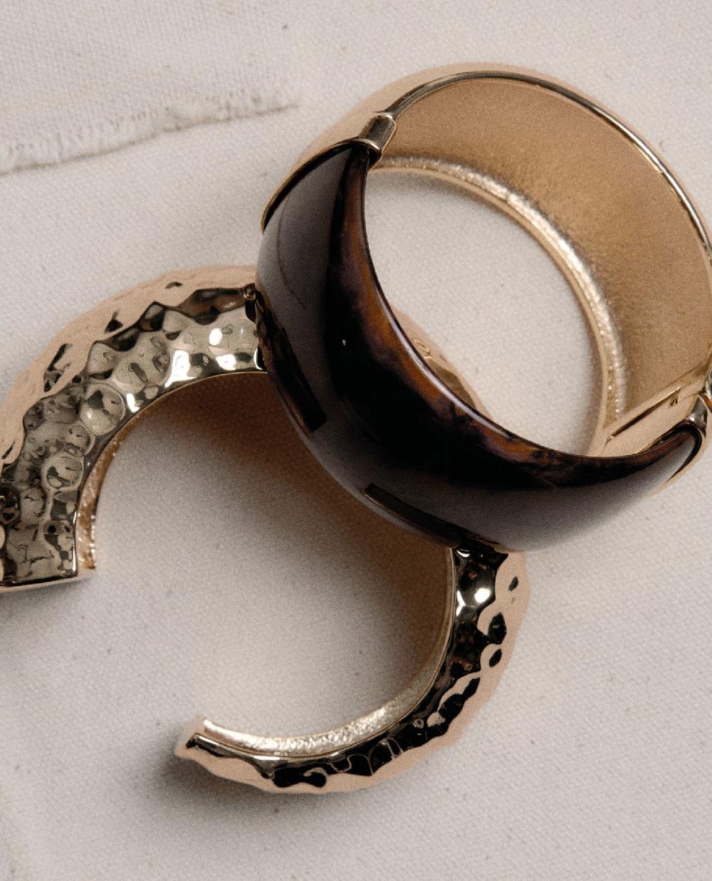 Self Portrait Gold Tiger Eye Bangle JEWELLERY