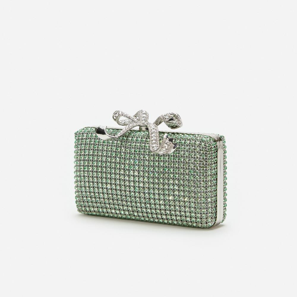 Self Portrait Green Chainmail Clutch Bag BAGS