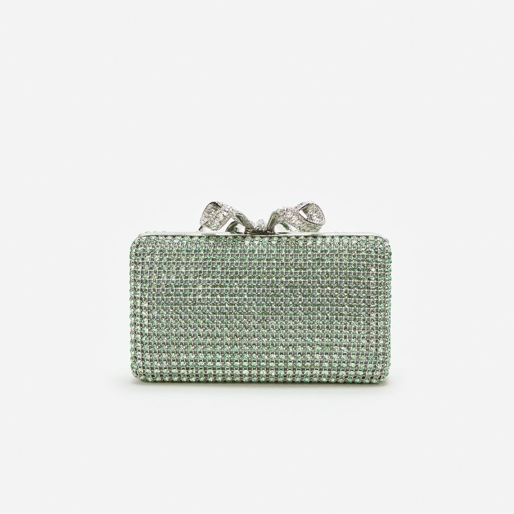 Self Portrait Green Chainmail Clutch Bag BAGS