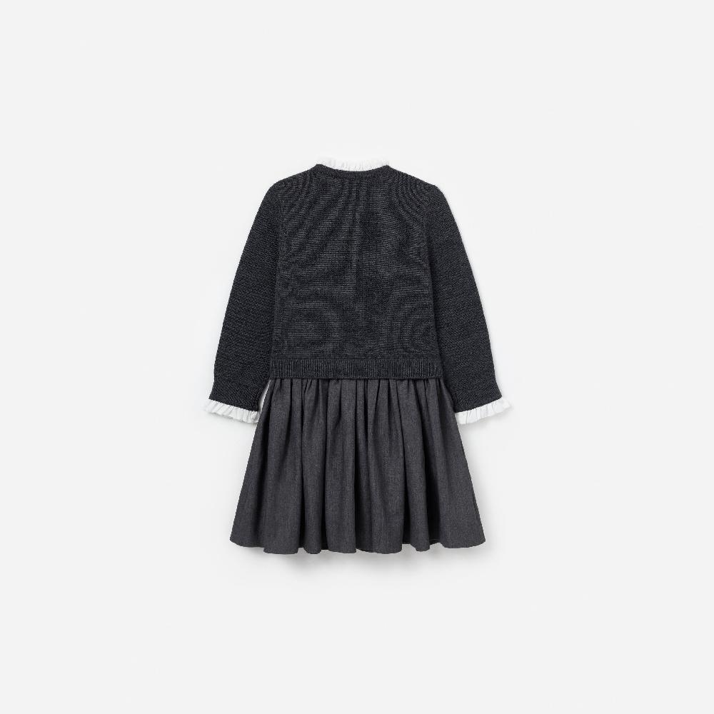 Self Portrait Grey Argyle Knit Dress KIDS