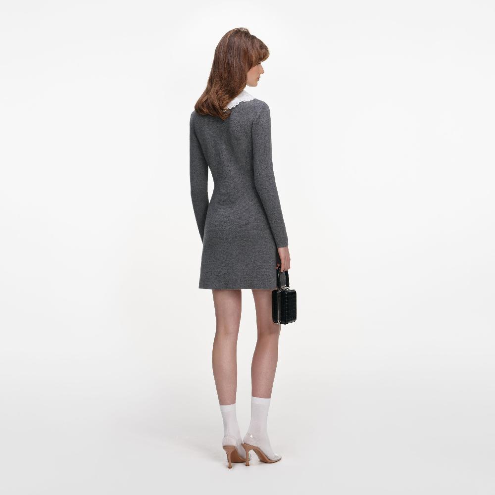 Self Portrait Grey Knit Mini Dress CLOTHING