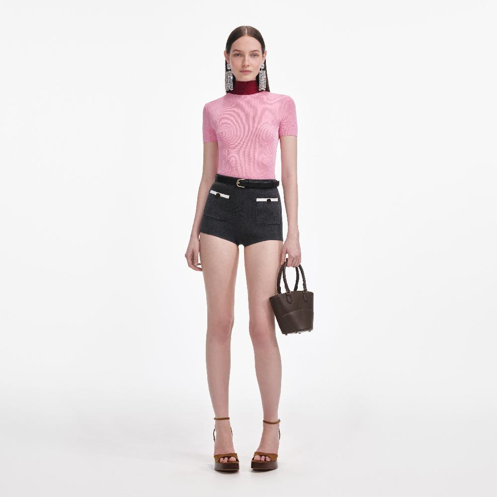 self portrait Grey Knit Shorts CLOTHING