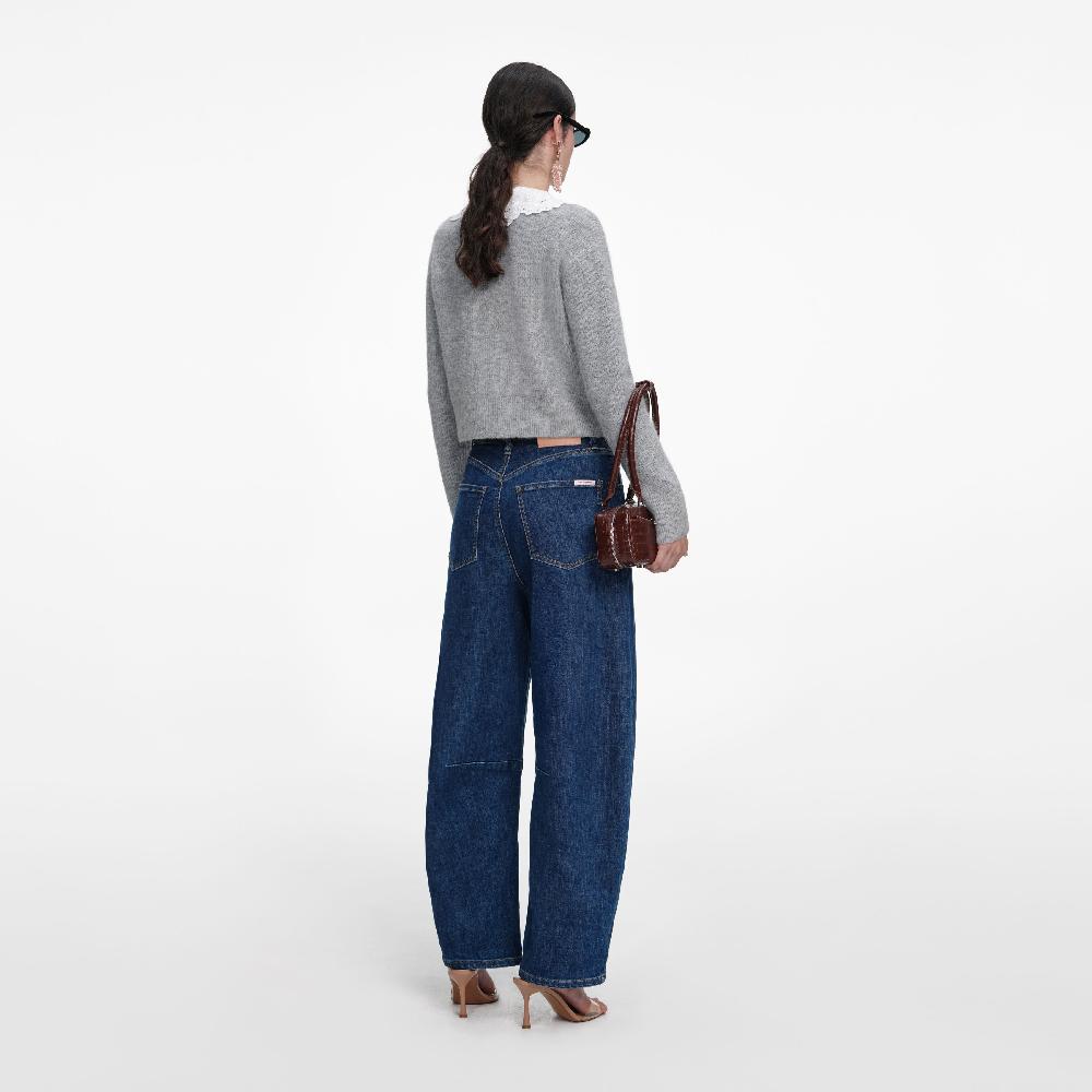 Self Portrait Grey Lace Collar Cardigan CLOTHING