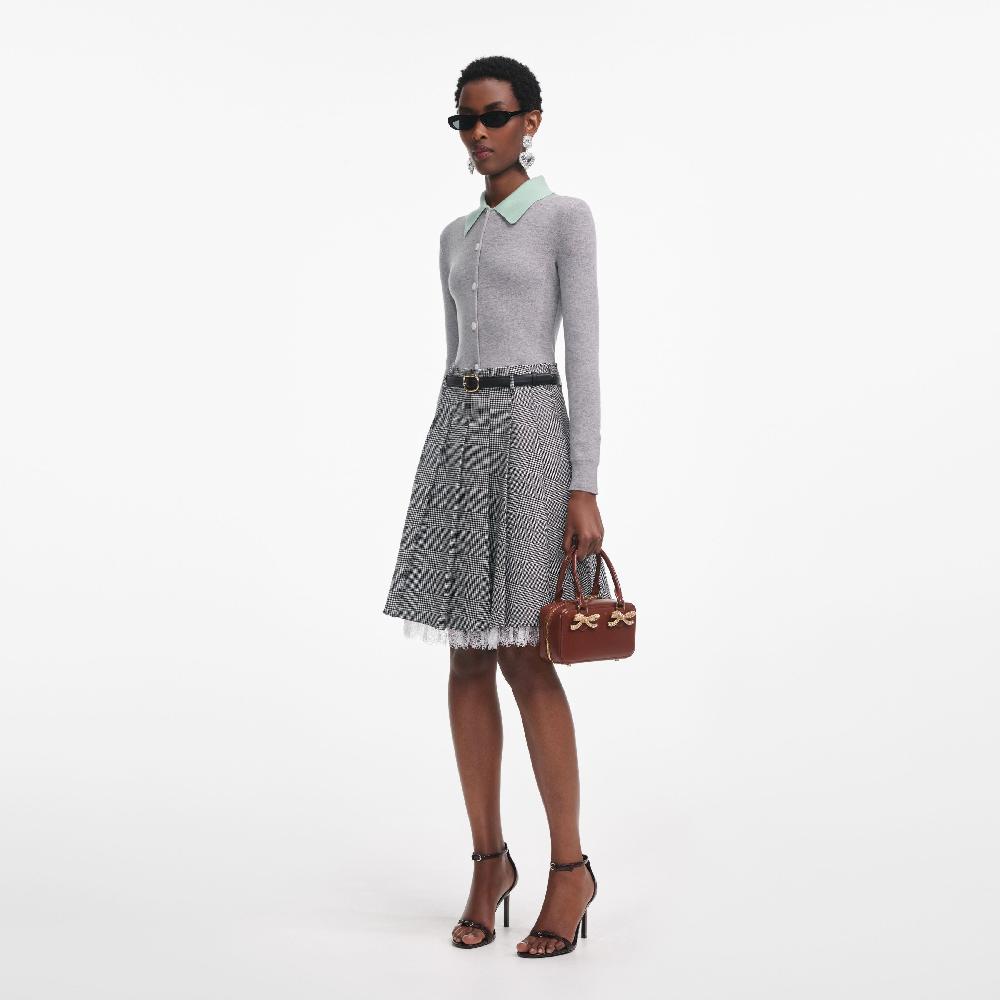 Self Portrait Grey Merino Wool Cardigan CLOTHING