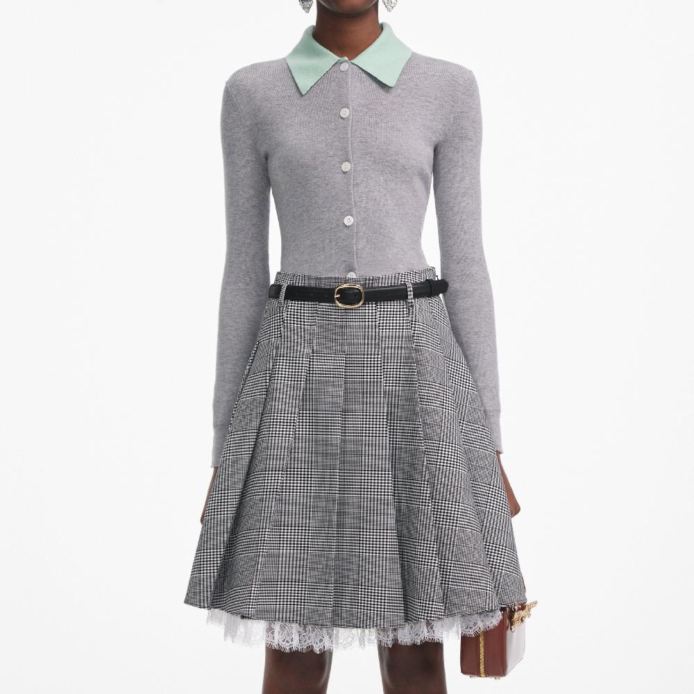 Self Portrait Grey Merino Wool Cardigan CLOTHING