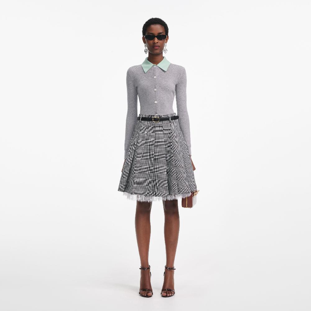 self portrait Grey Merino Wool Cardigan CLOTHING