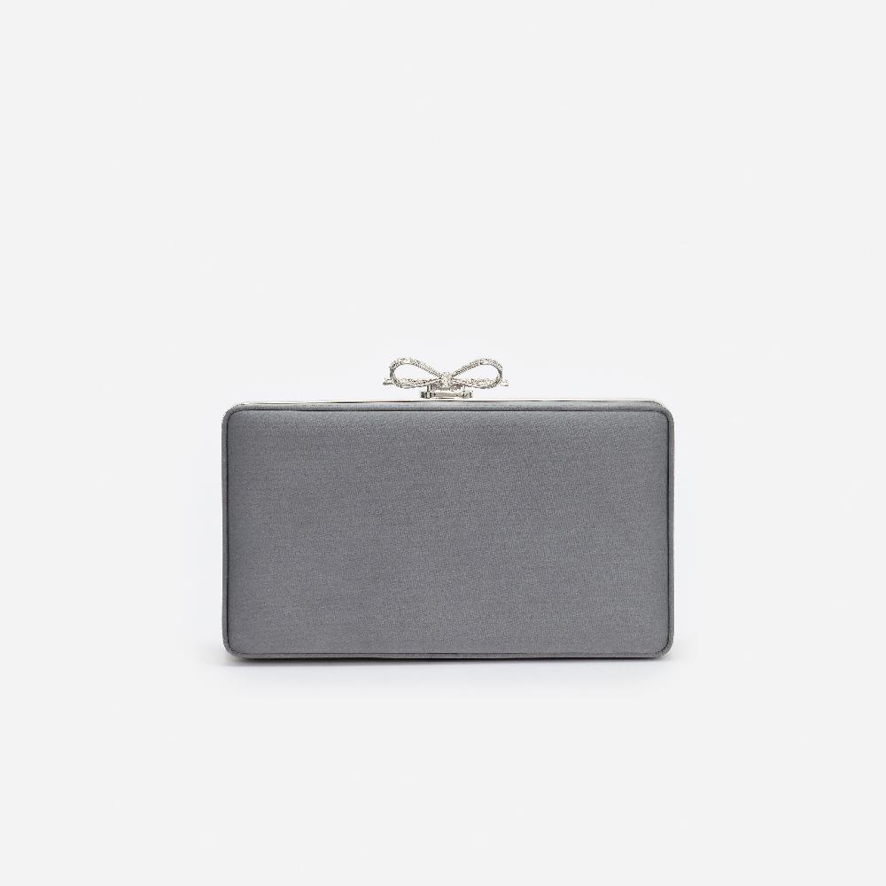 Self Portrait Grey Satin Crystal Clutch Bag BAGS