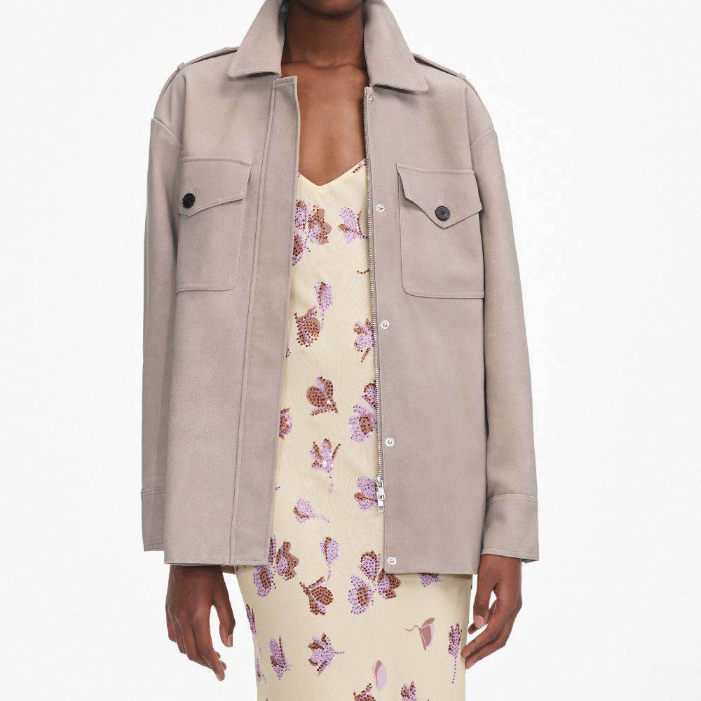 Self Portrait Grey Suede Jacket CLOTHING