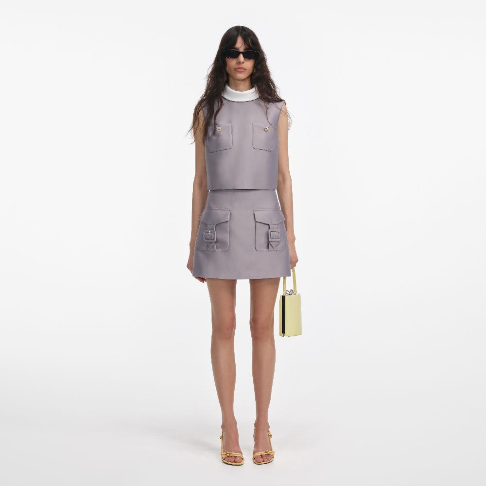 self portrait Grey Taffeta Top CLOTHING