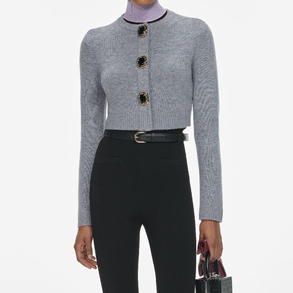 Self Portrait Grey Wool Cardigan CLOTHING