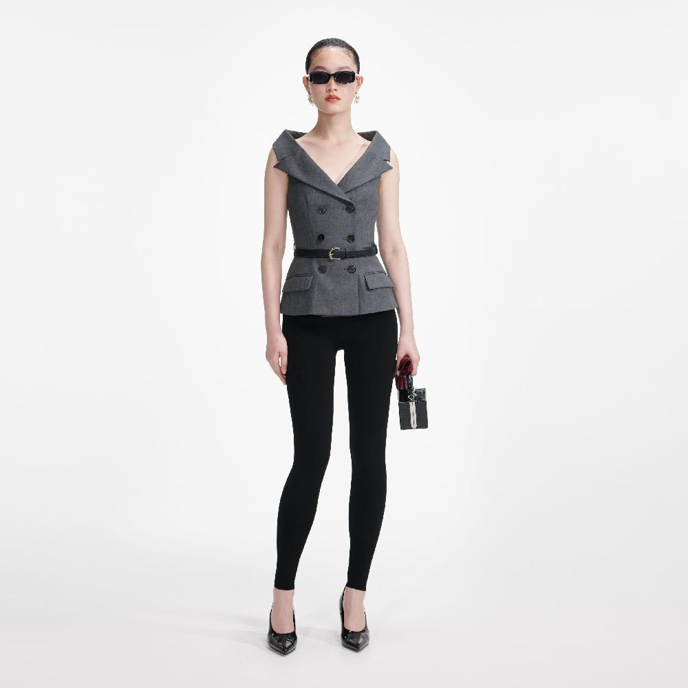 self portrait Grey Wool Tailored Top CLOTHING