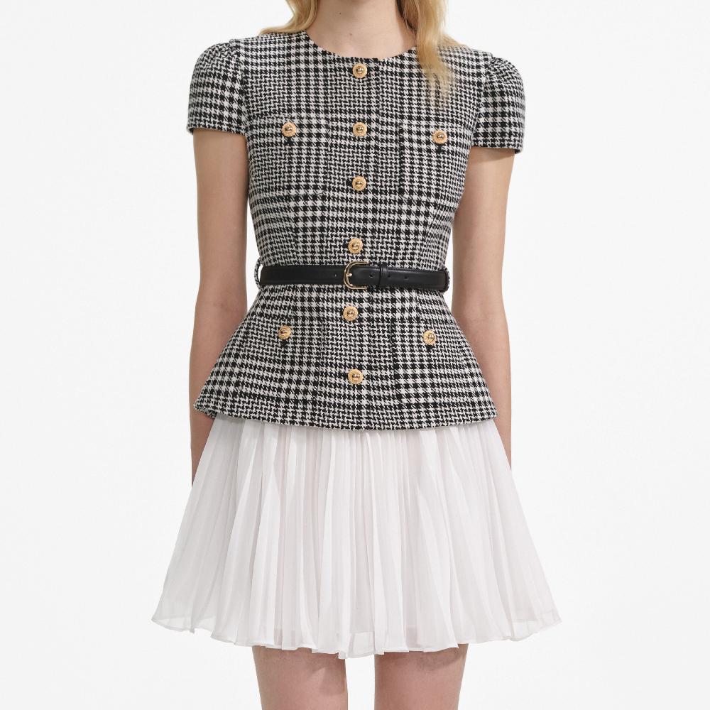 Self Portrait Houndstooth Mini Dress CLOTHING