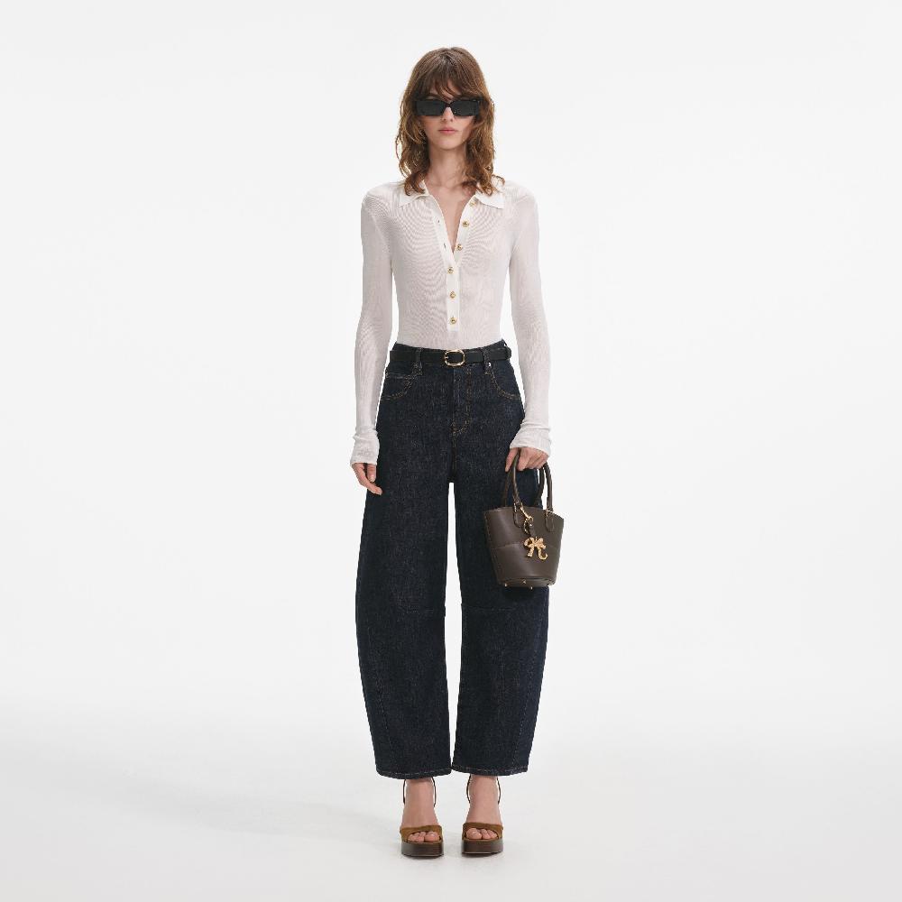 self portrait Indigo Barrel Leg Jeans CLOTHING