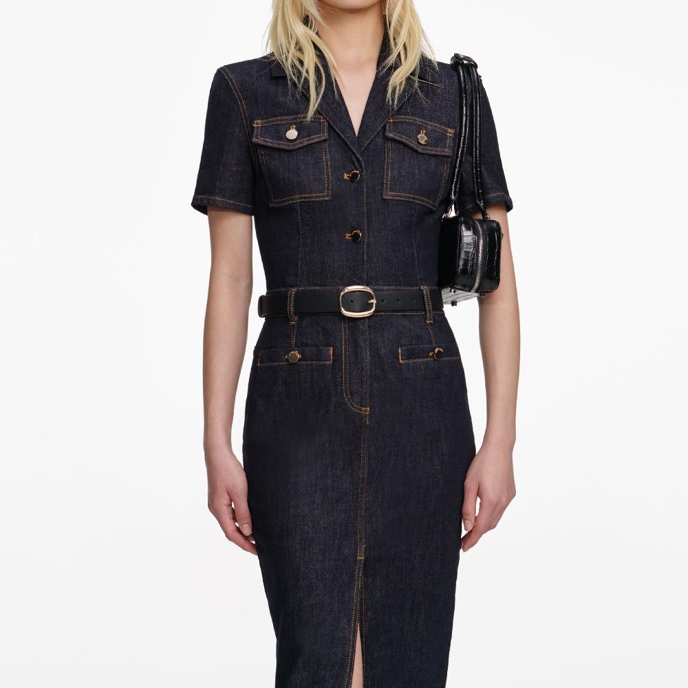 Self Portrait Indigo Denim Midi Dress CLOTHING