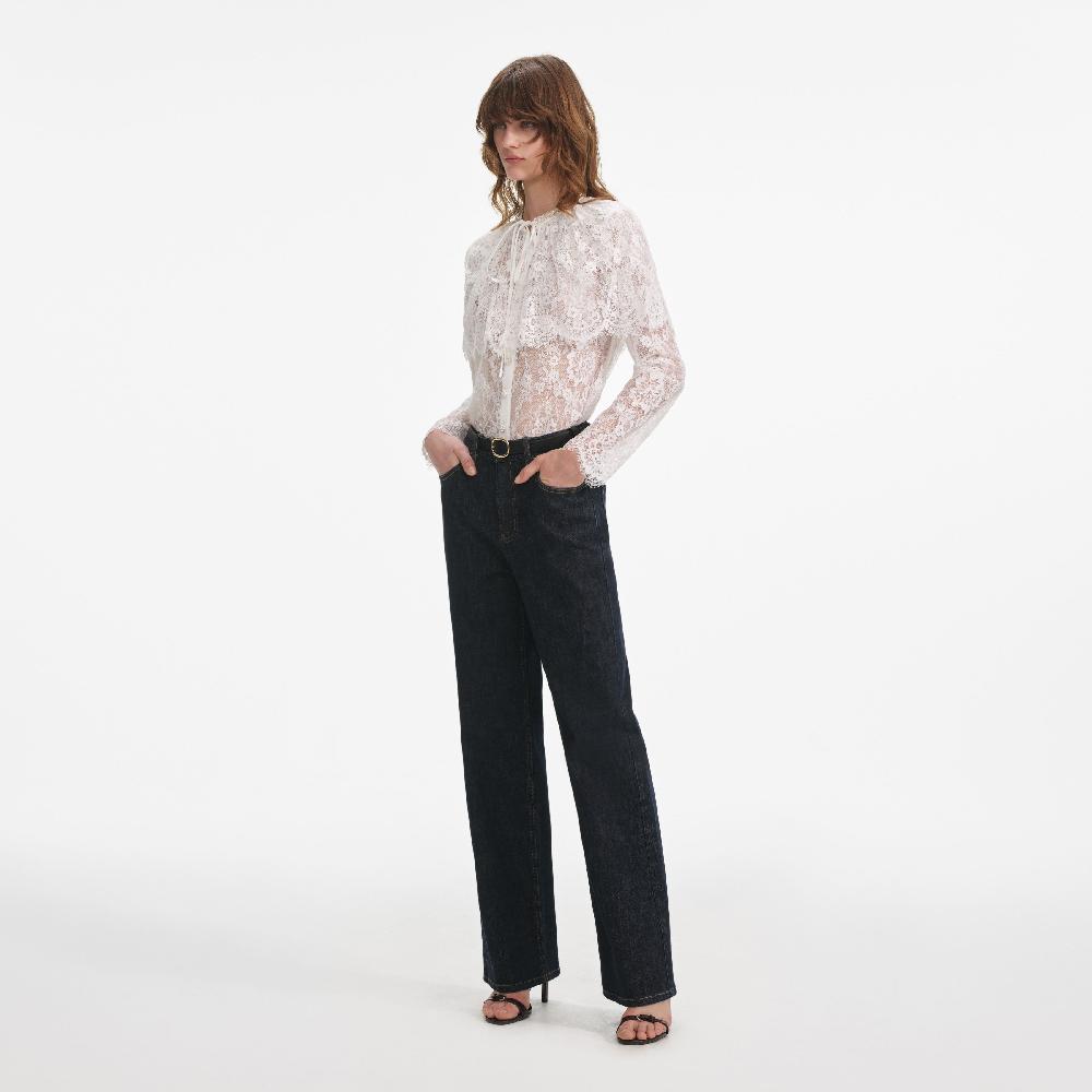 Self Portrait Indigo Straight Leg Jeans CLOTHING