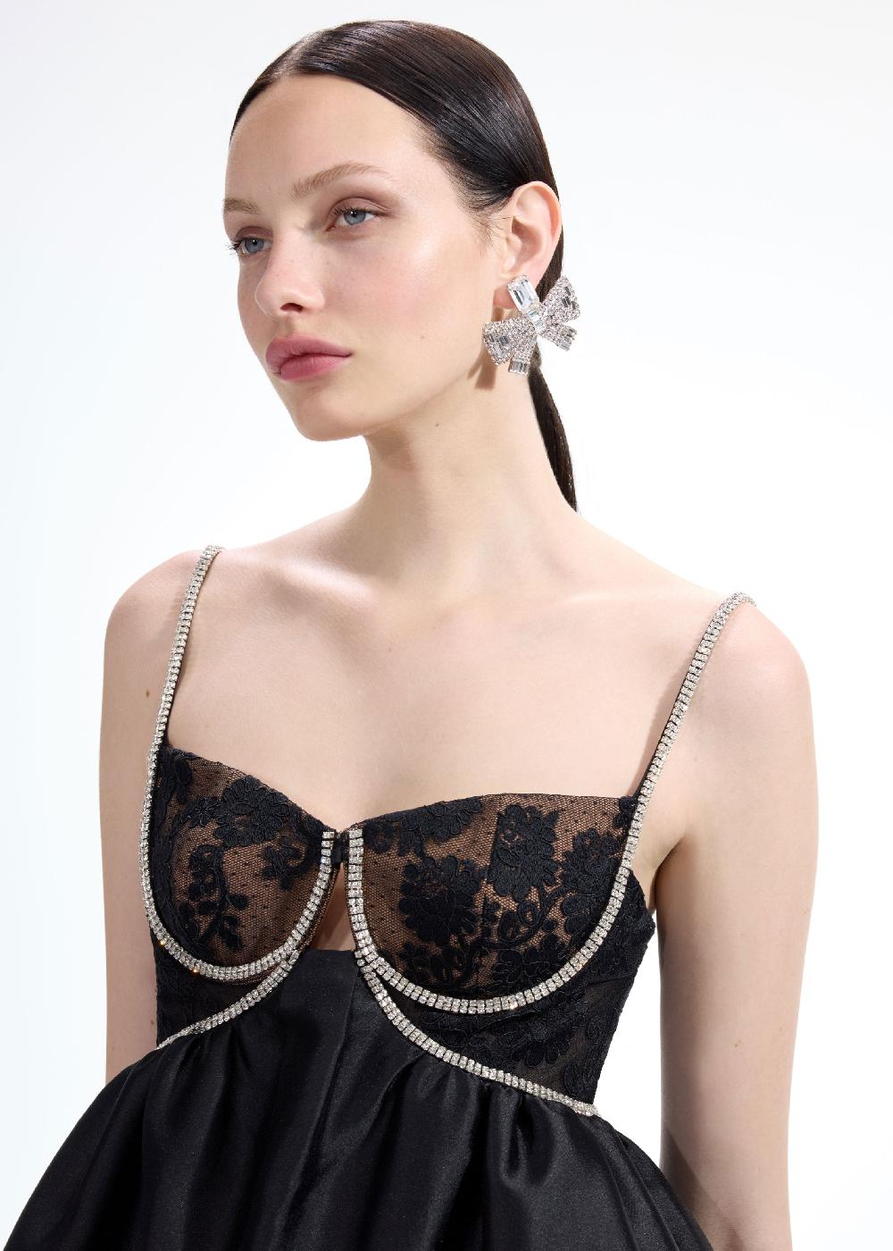 Self Portrait Large Crystal Bow Earrings JEWELLERY