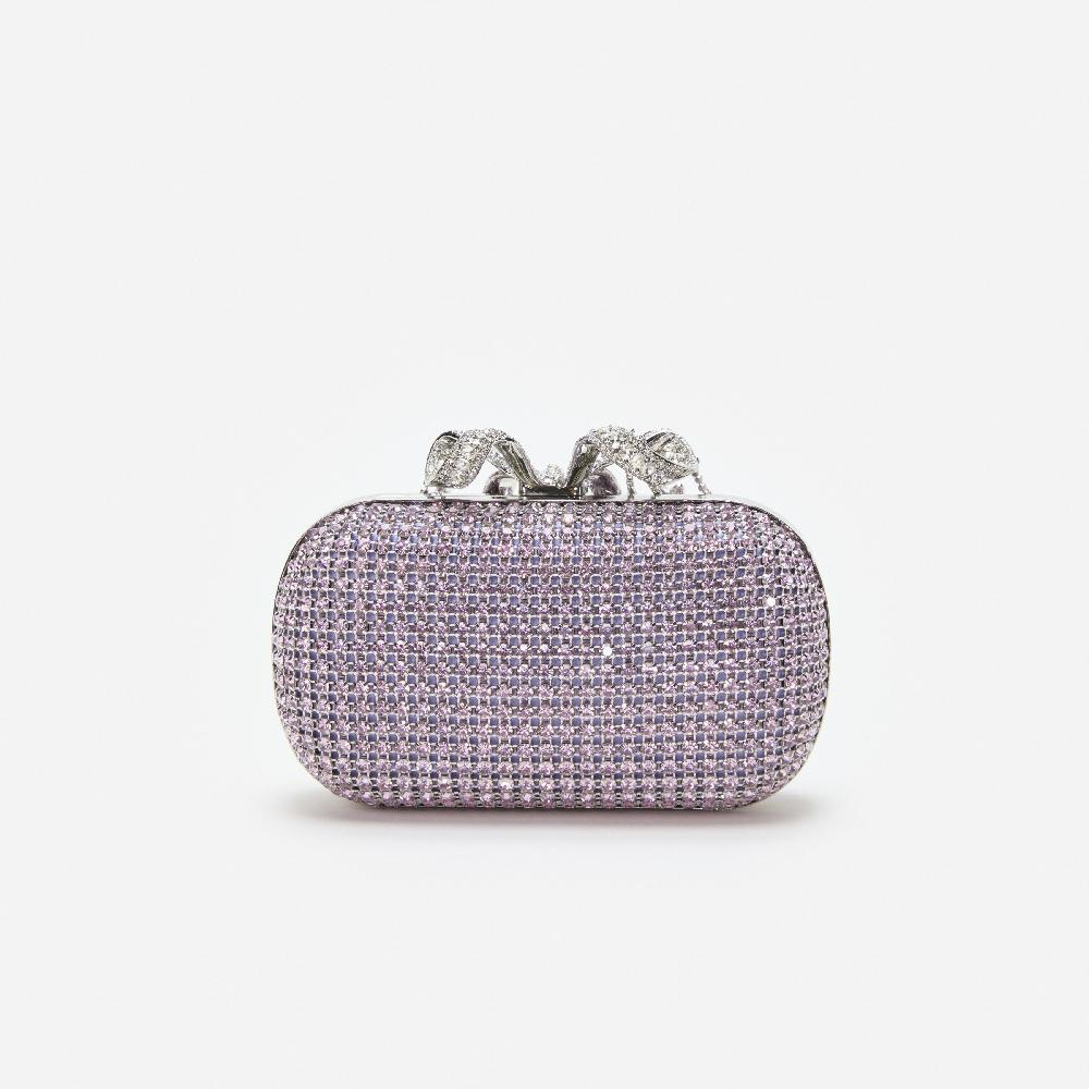 Self Portrait Lilac Chainmail Clutch Bag BAGS