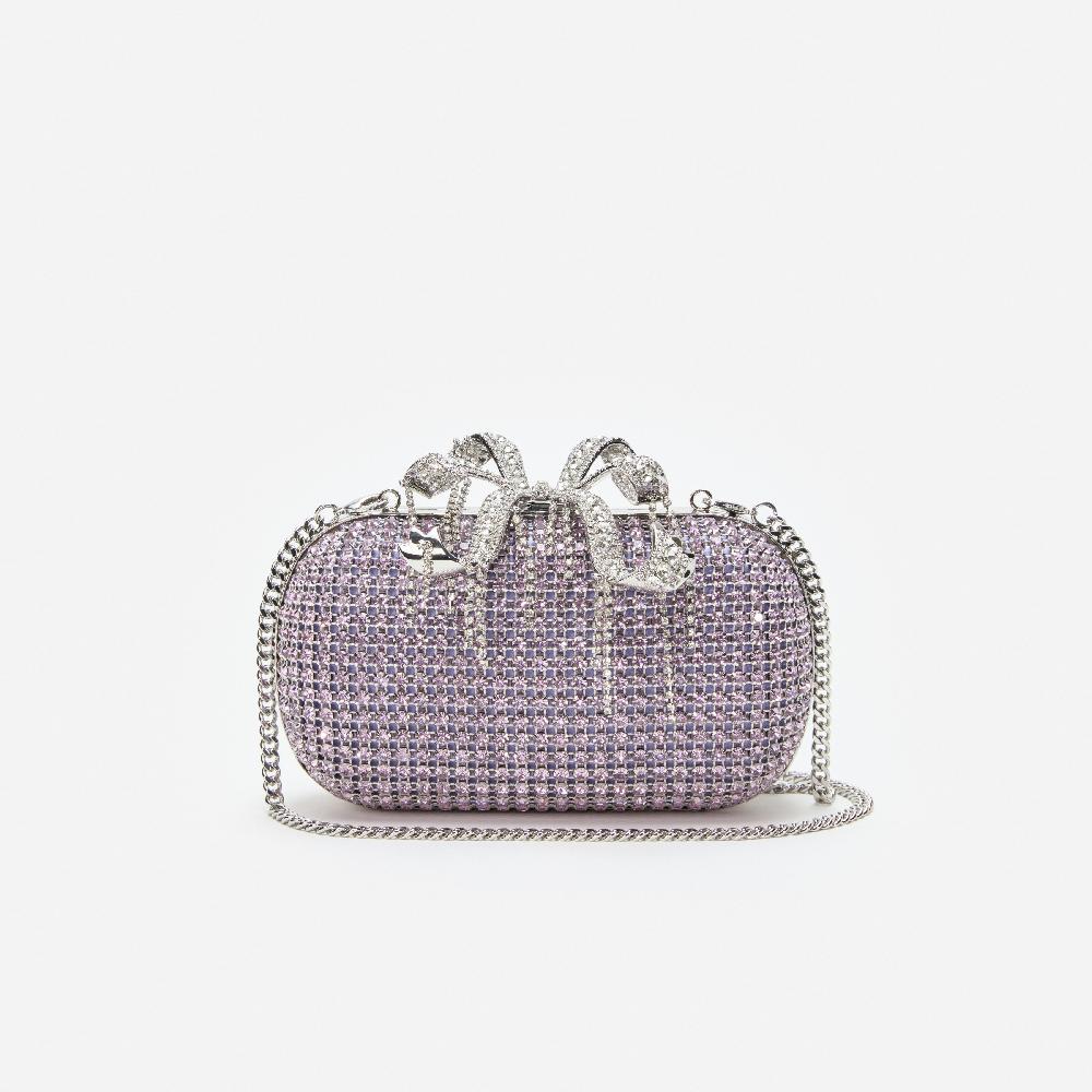 Self Portrait Lilac Chainmail Clutch Bag BAGS
