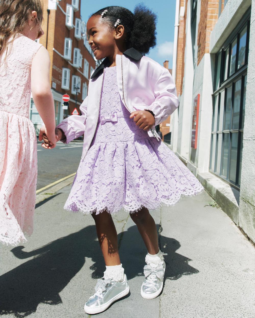 Self Portrait Lilac Sleeveless Lace Dress KIDS