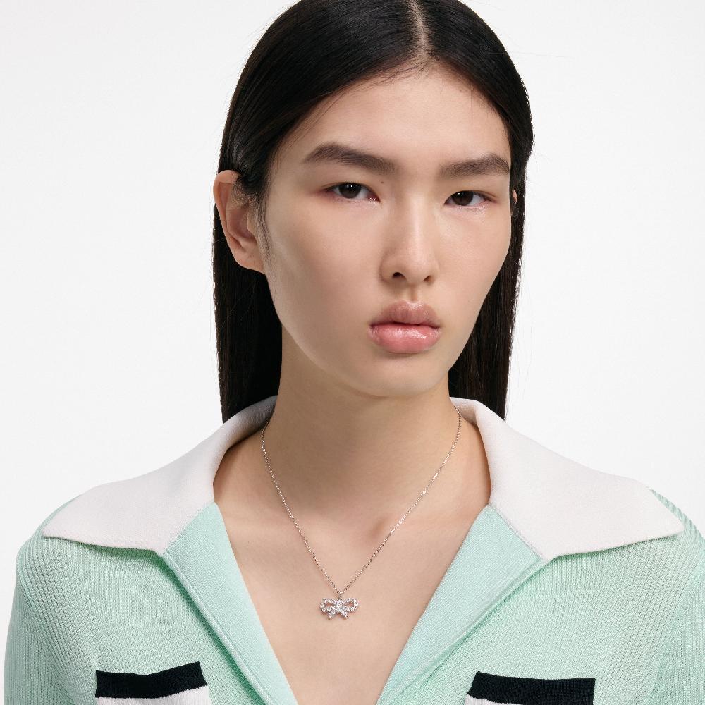 Self Portrait Micro Crystal Bow Necklace JEWELLERY