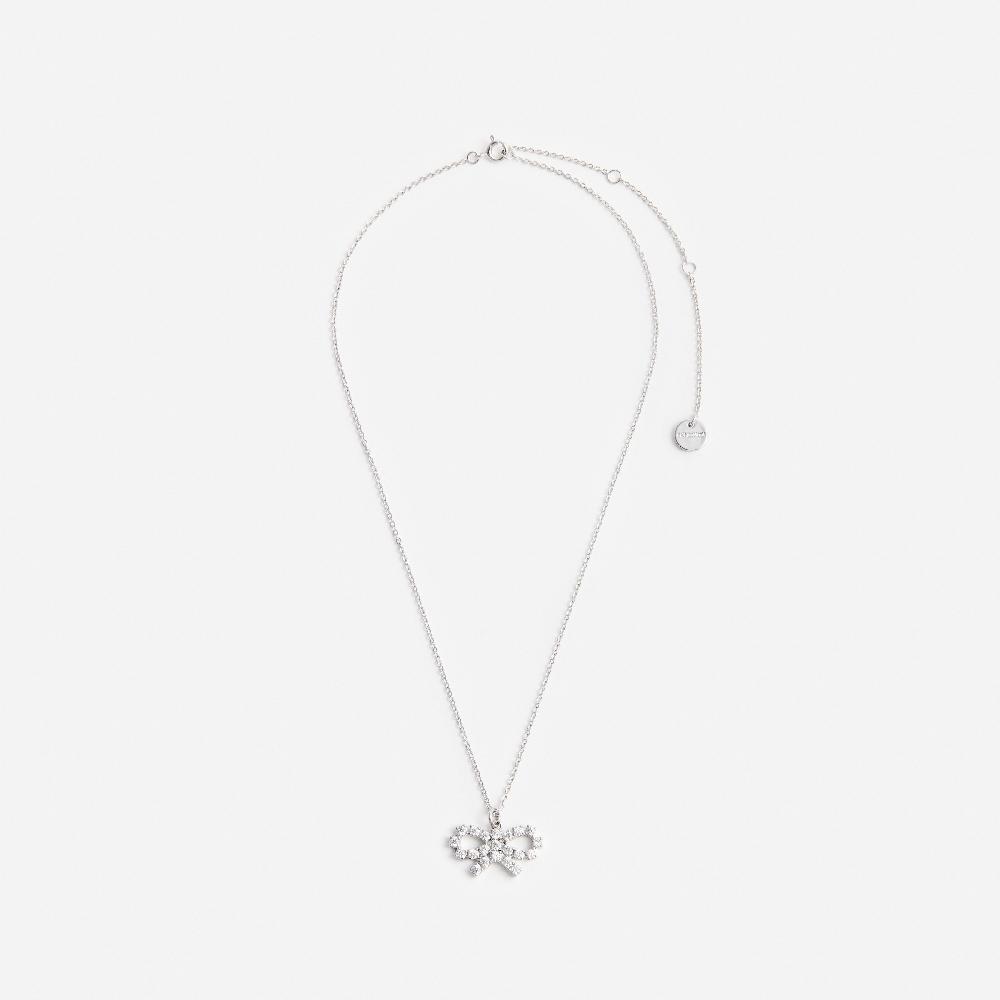 self portrait Micro Crystal Bow Necklace JEWELLERY