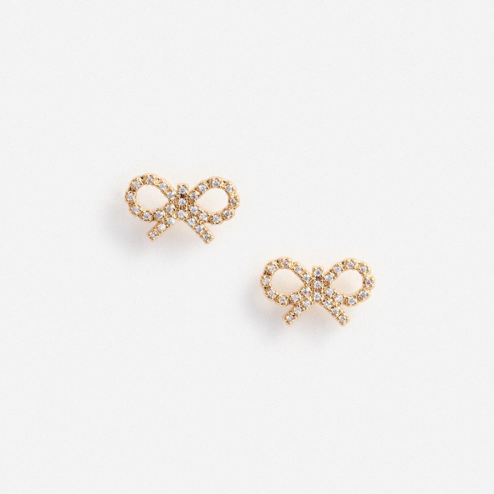 self portrait Micro Gold Bow Earrings JEWELLERY