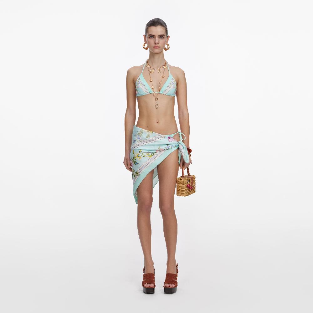 self portrait Mint Floral Bikini Top CLOTHING