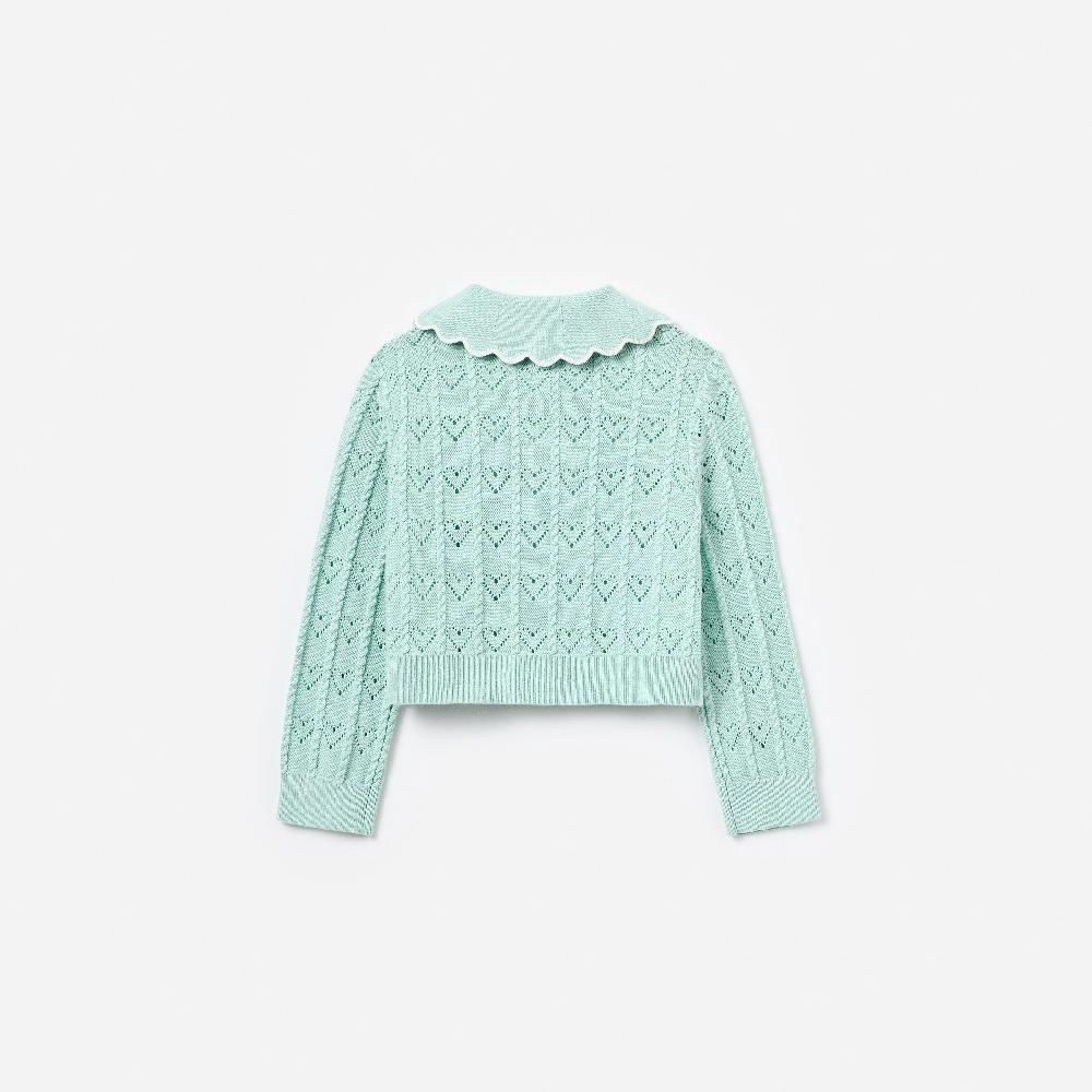 Self Portrait Mint Heart Knit Cardigan KIDS