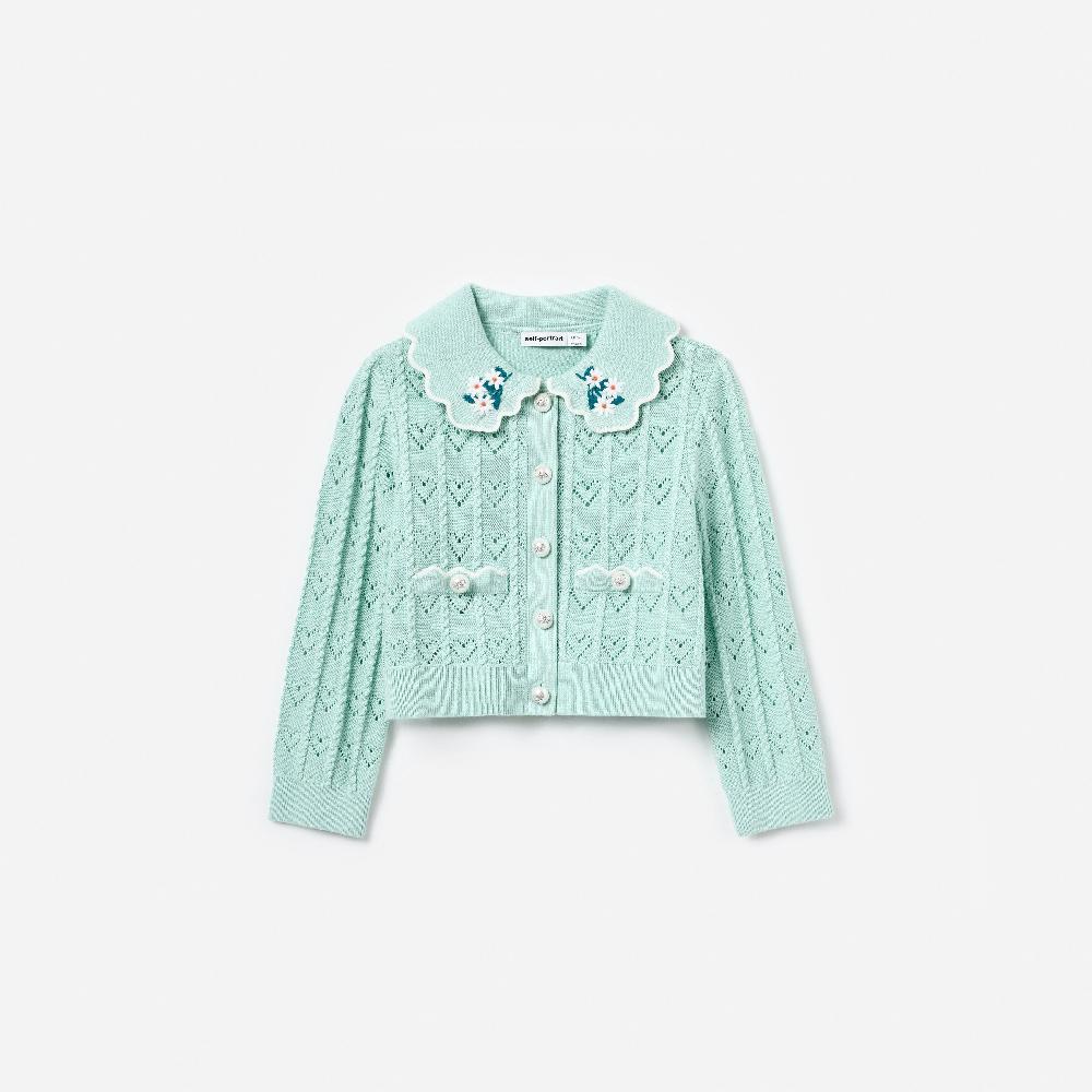 self portrait Mint Heart Knit Cardigan KIDS