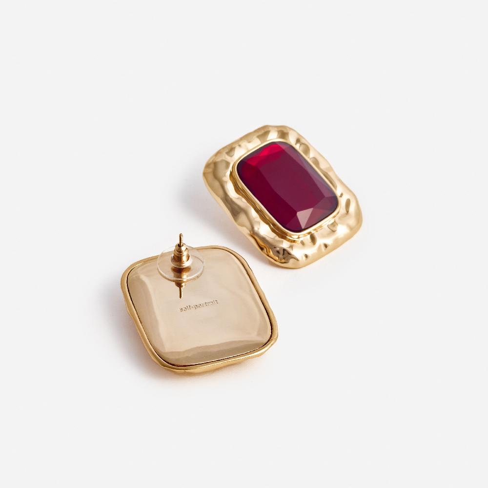Self Portrait Mottled Gold Red Earrings JEWELLERY