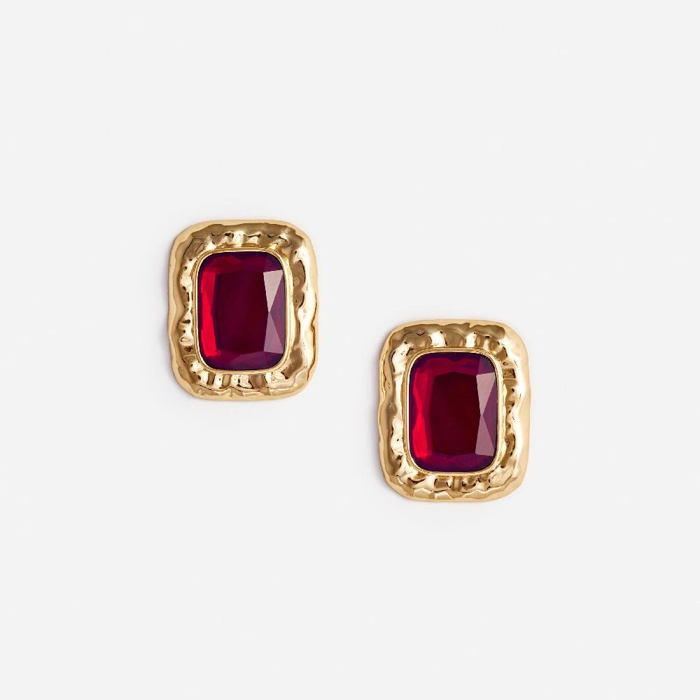 self portrait Mottled Gold Red Earrings JEWELLERY