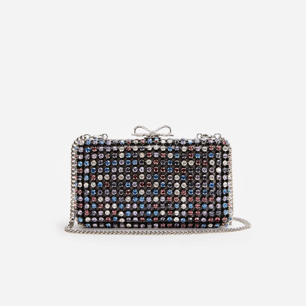 Self Portrait Multi Crystal Chainmail Clutch BAGS
