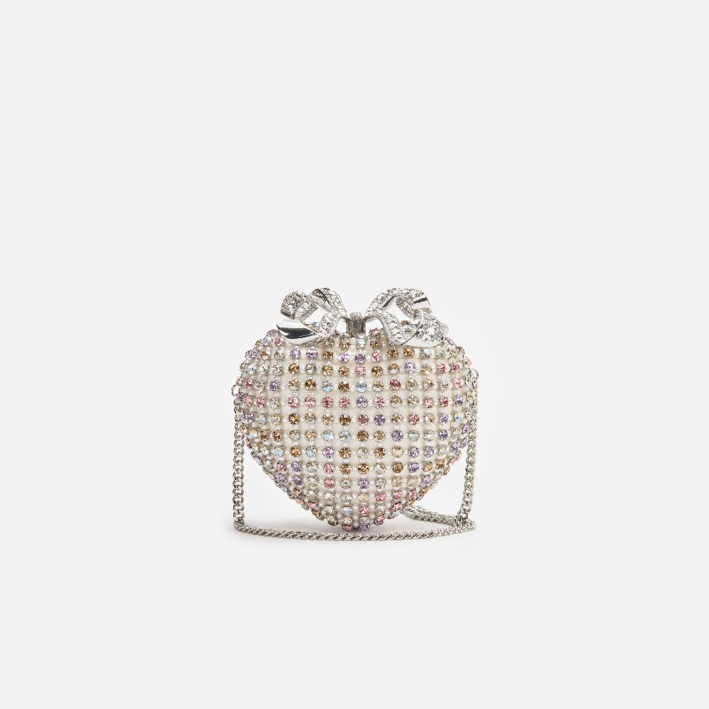 Self Portrait Multi Crystal Heart Clutch Bag BAGS