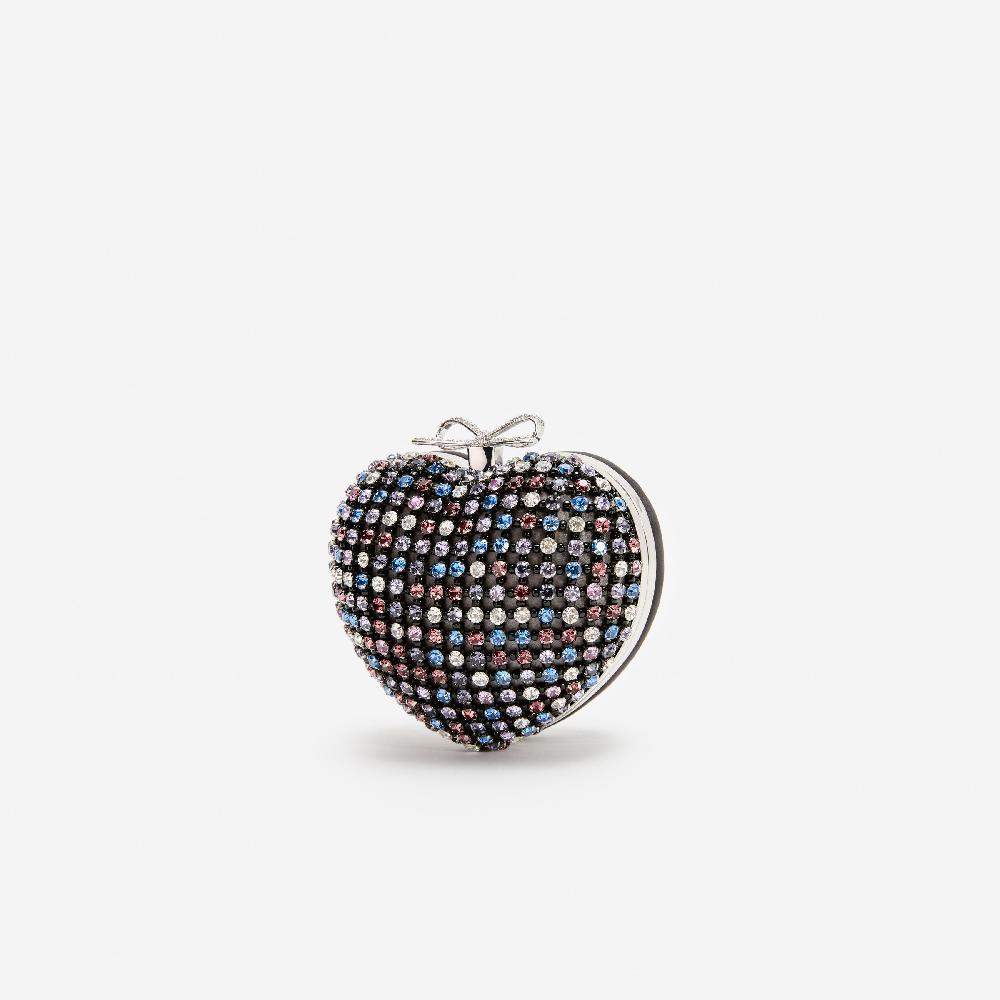 Self Portrait Multi Crystal Heart Clutch BAGS
