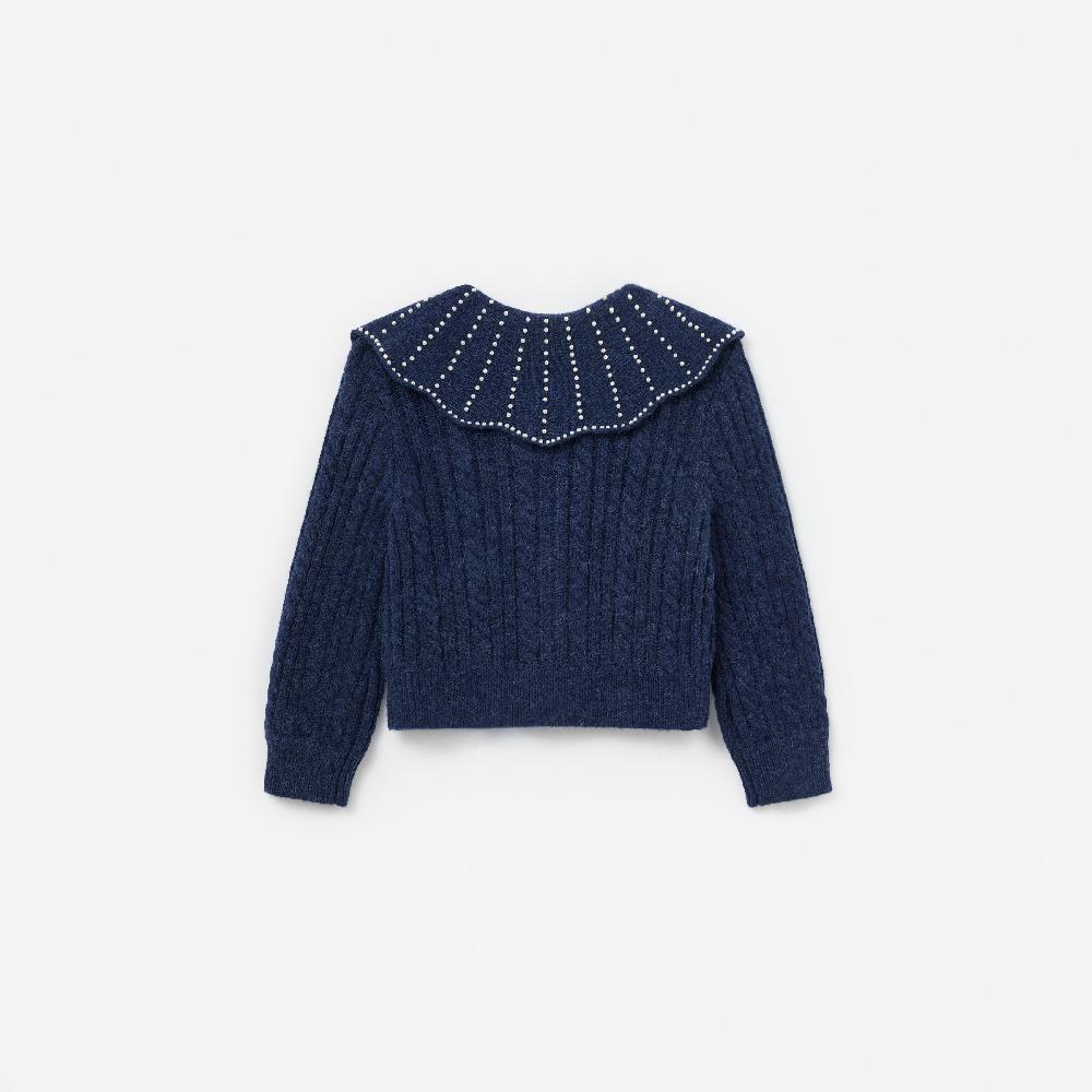 Self Portrait Navy Alpaca Cardigan KIDS