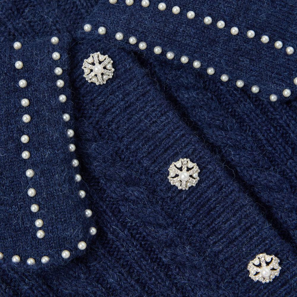 Self Portrait Navy Alpaca Cardigan KIDS