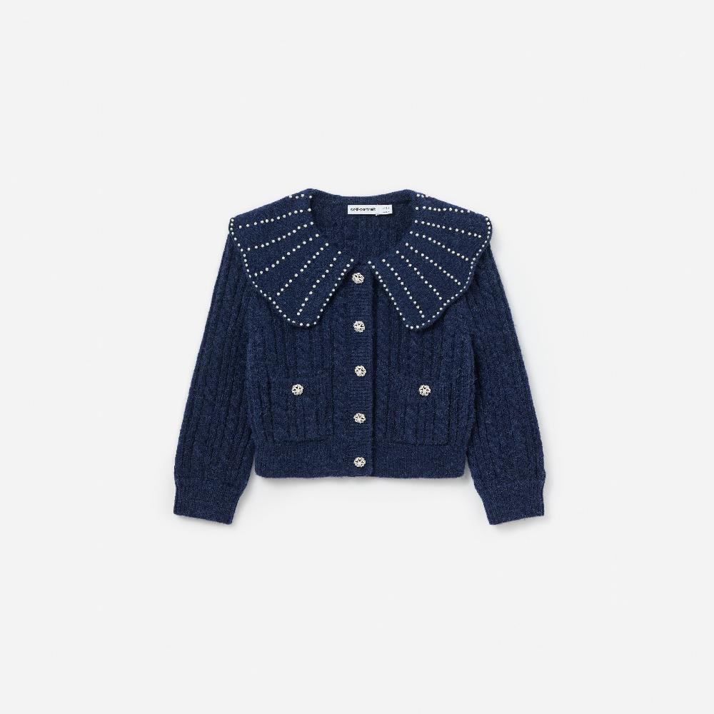 self portrait Navy Alpaca Cardigan KIDS