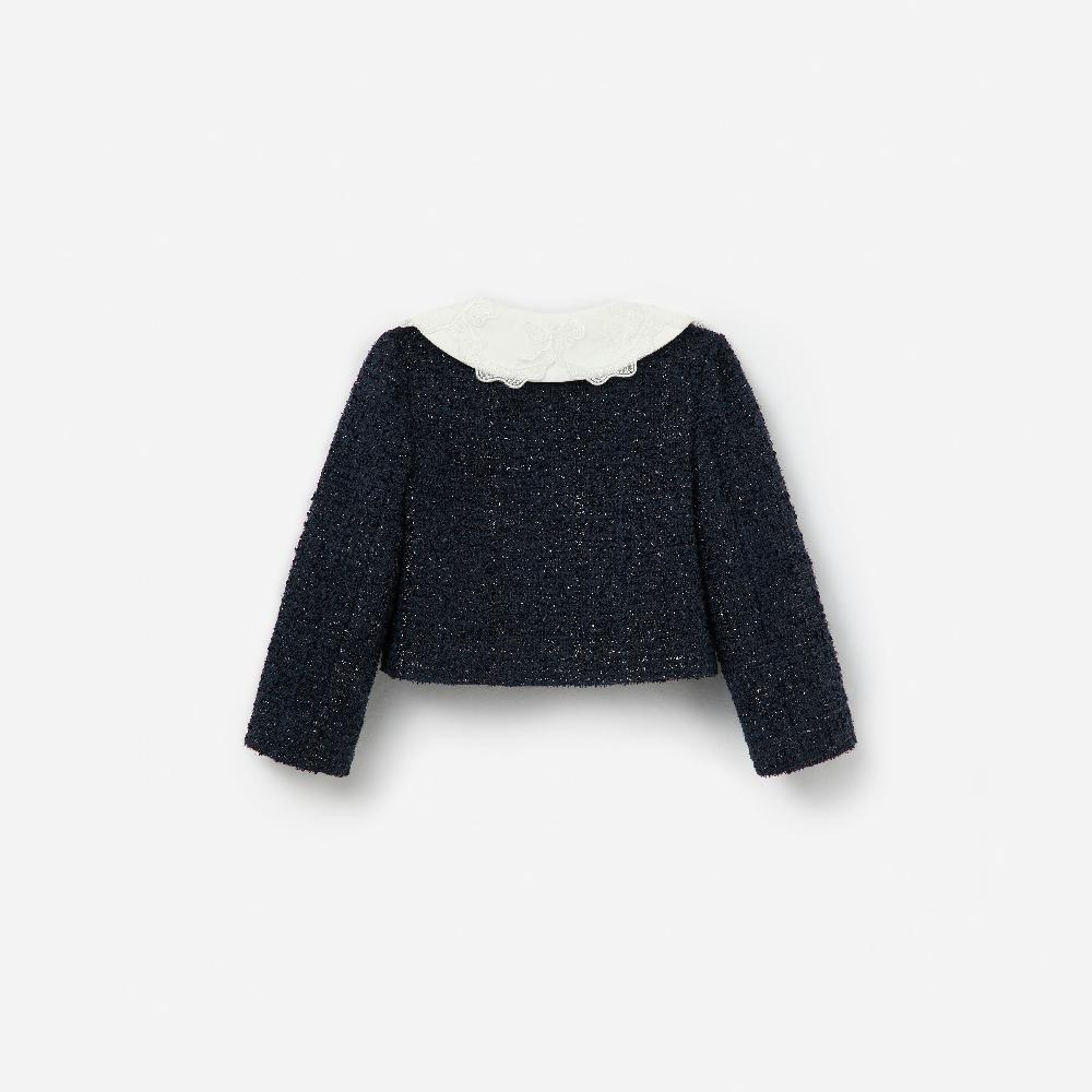 Self Portrait Navy Boucle Collared Jacket KIDS