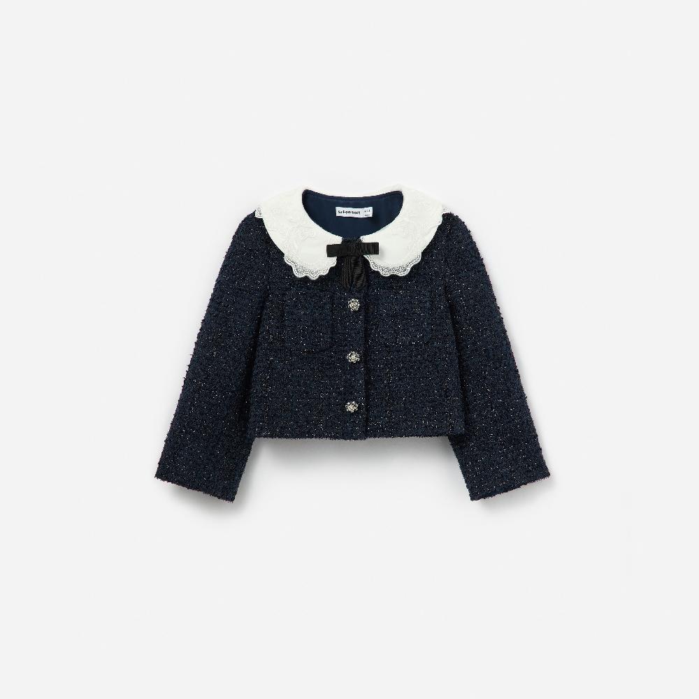 self portrait Navy Boucle Collared Jacket KIDS