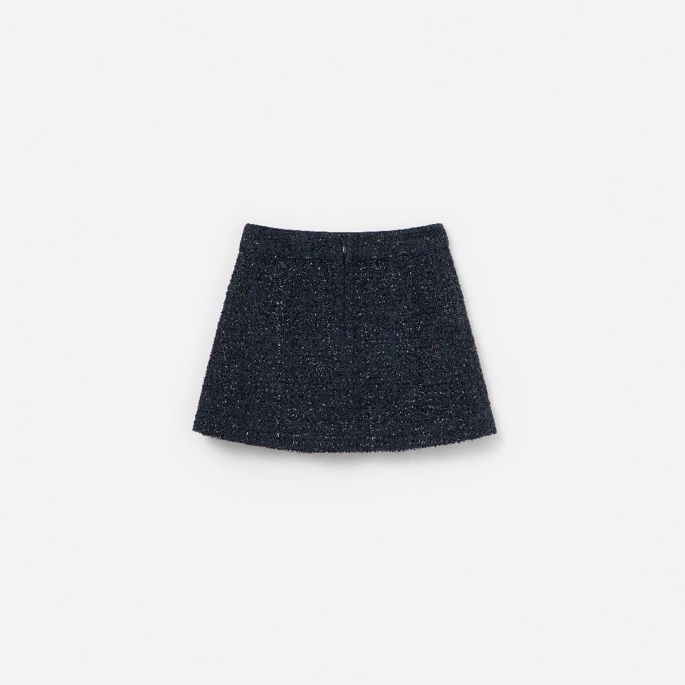 Self Portrait Navy Boucle Pleated Skirt KIDS
